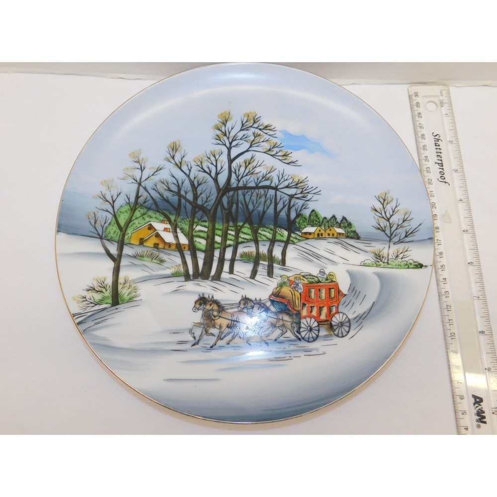 Norcrest Fine China Plate P 271 B Winter Horse Wagon